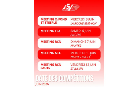 Programme piste de Juin 2026